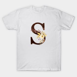 Floral Monogram S Lovely Autumn Foliage T-Shirt